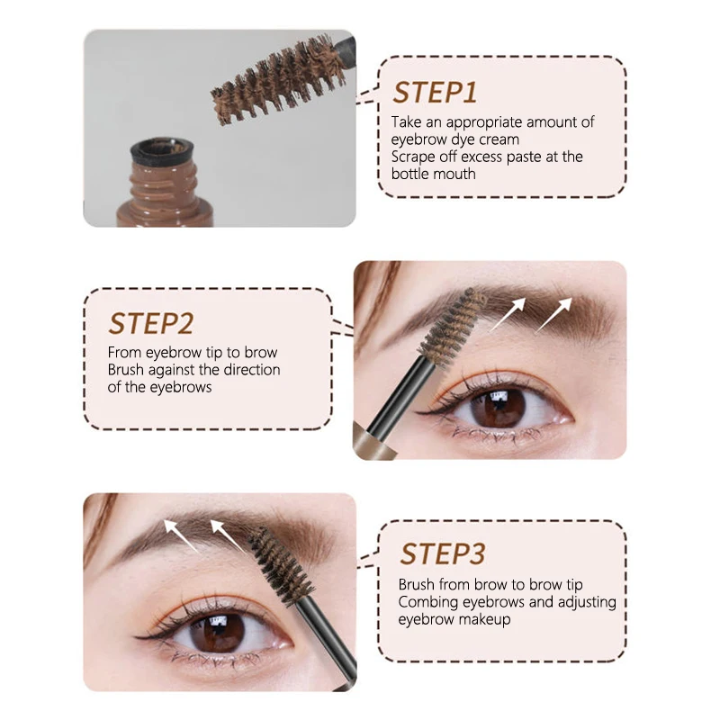 3 kleuren langdurige Vaste Wenkbrauw Mascara Crème Waterdicht Verven Kleur sneldrogende Wenkbrauw Gel Met Borstel Oogschoonheid make-up