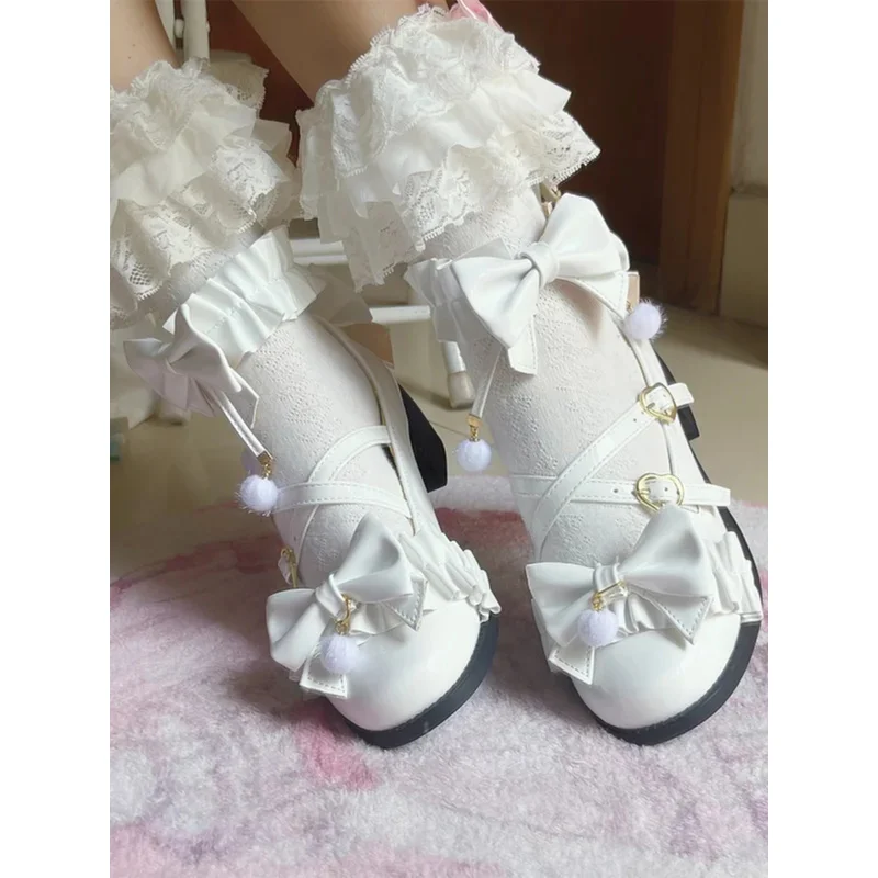 

Original lolita shoes sweet round head in the heel lace Lolita fashion leisure all match lovely girls single shoes