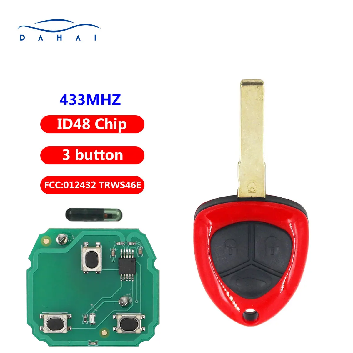 dahai 3 Buttons For Ferrari 458 Ltalia California 599 GTB Fiorano FF 434Mhz ID48 Chip Remote Smart Car Key Replacement