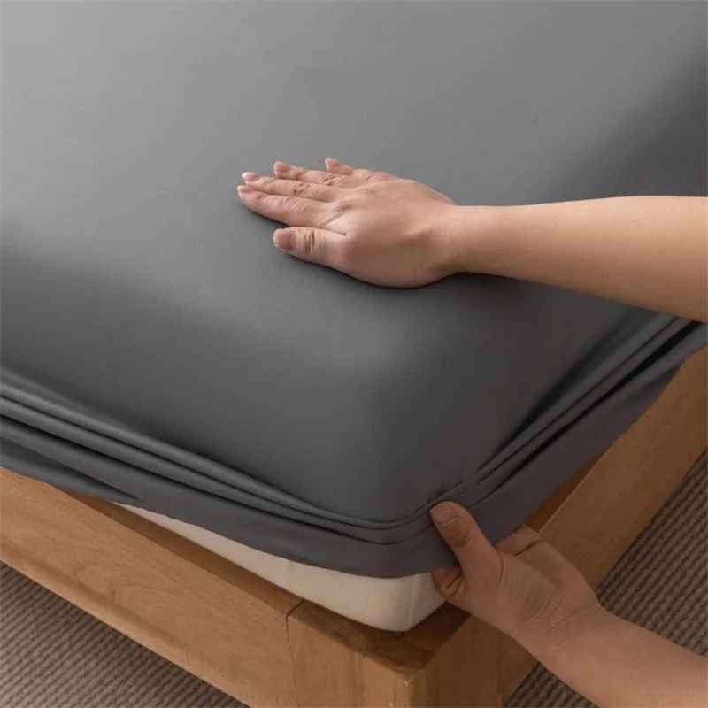 4Pcs Queen Sheet Set 100% Cotton Grey Fitted+Flat Sheet+Pillowcase High Density Home Hotel Four Season Bedding No Duvet Covet