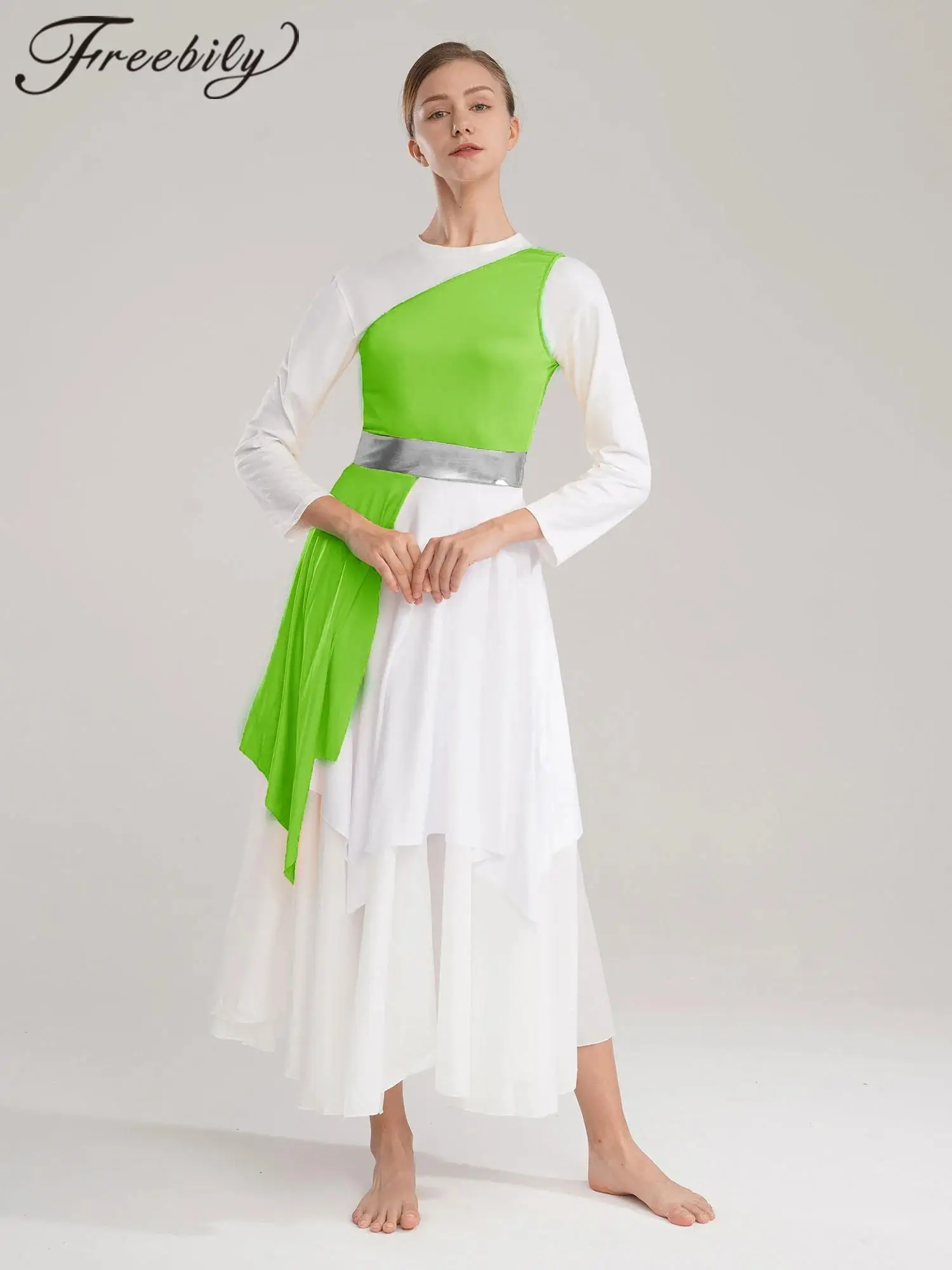 Women Split Praise Dress Liturgical Modern Lyrical Praise Dance Dress Performance Costume Ladies Celebration of Spirit Dancewear