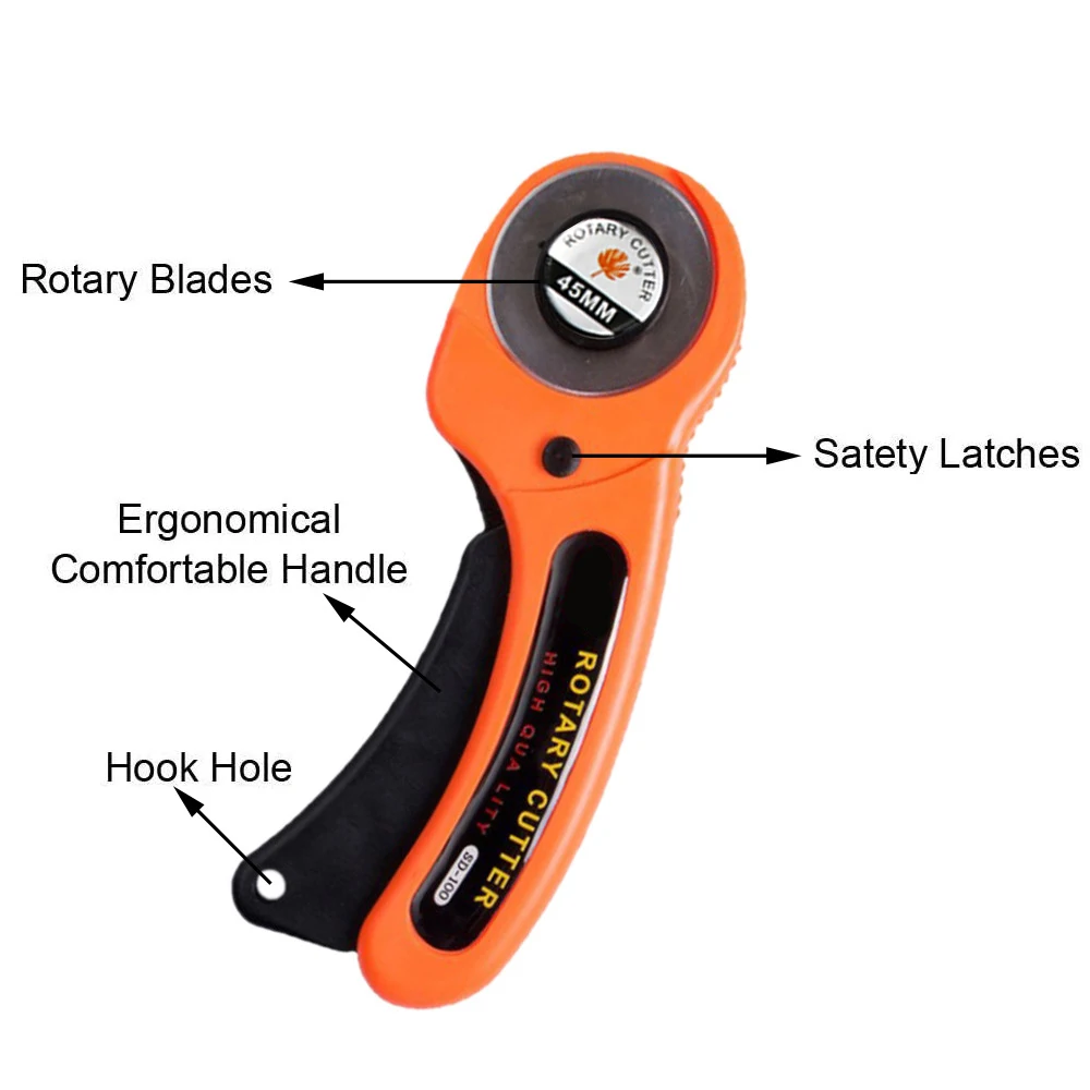 Nowy zestaw nóż obrotowy 45mm skórzana do wycinania ręcznego z ergonomiczny uchwyt do tkanina do DIY patchworków do szycia