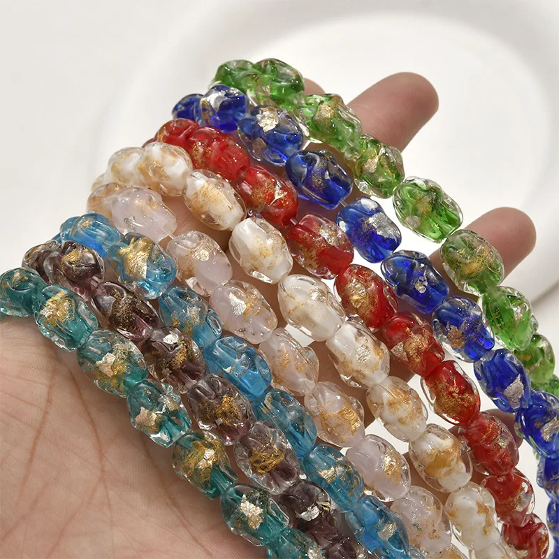 10 sztuk 10x14mm nieregularny kształt ręcznie robione koraliki szklane Lampwork dla majsterkowiczów tworzenia biżuterii bransoletka naszyjnik kolczyk bransoletki akcesoria