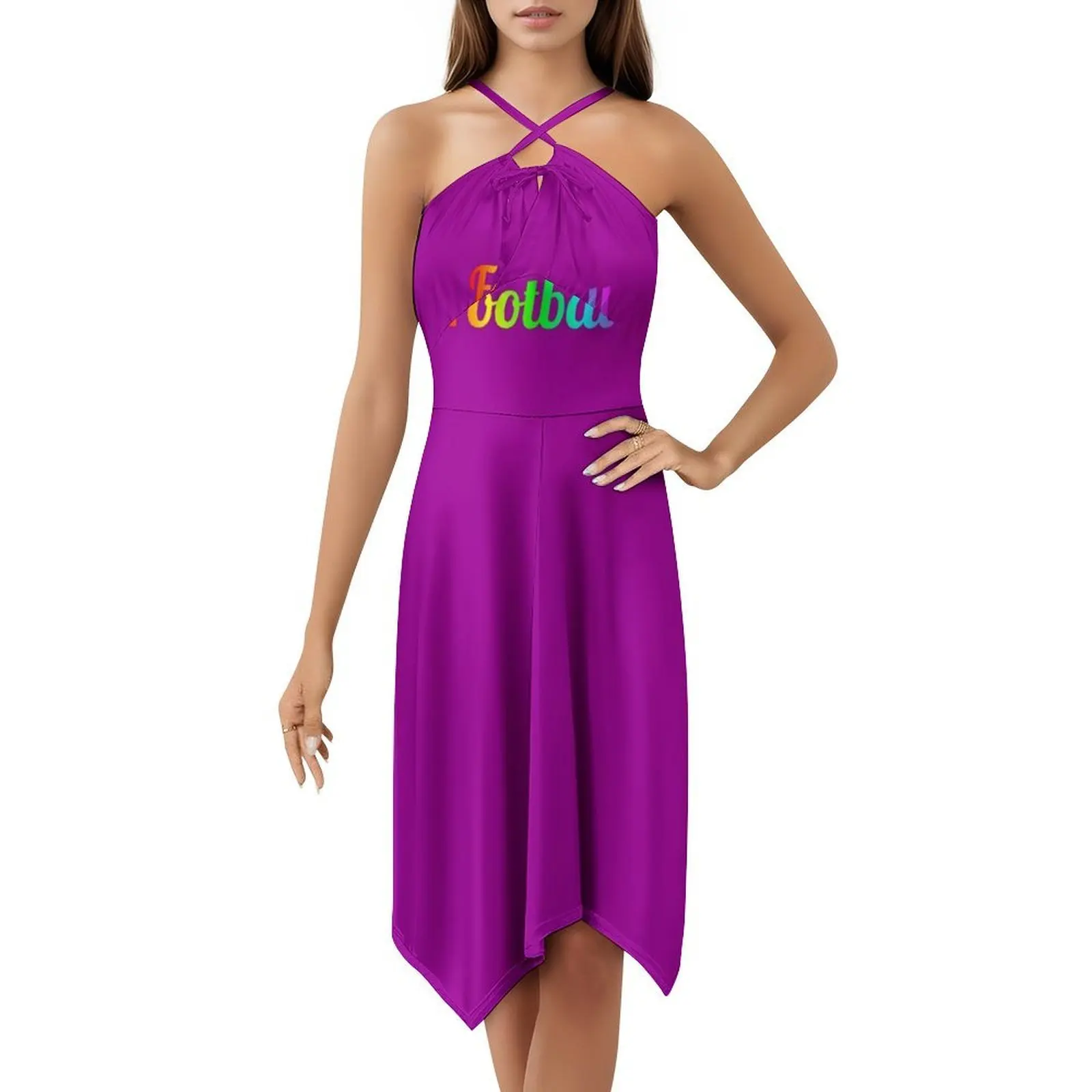 فستان كرة القدم بألوان قوس قزح على الطراز الكوري للنساء، فستان كاجوال أنيق للحفلات أو الارتداء اليومي لكرة القدم الأمريكية والرجبي