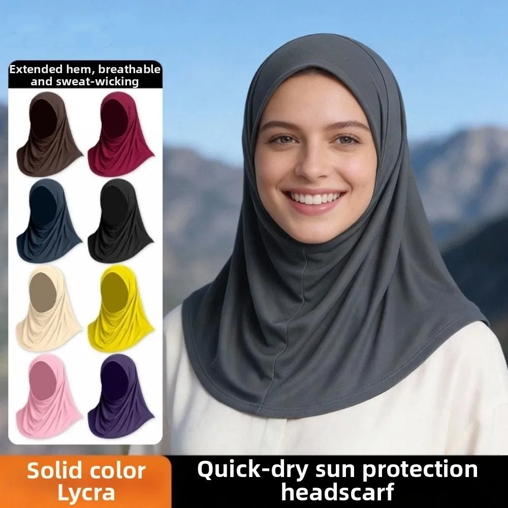 

Stretch Elegant Headband Hat Solid Color Soft Head Wrap Cap Head Cover Shawl Cap Ramadan Hijab Outdoor
