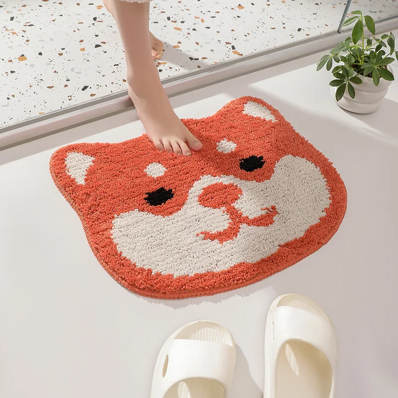 Cartoon Foot Bath Floor Mat Faux Cashmere Bathroom Absorbent Irregular Footpad Comfortable Easy To Clean Furry Home Decoration