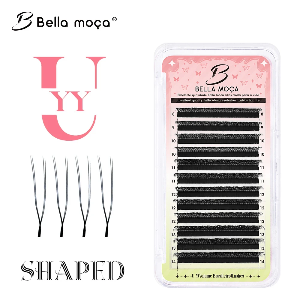 Bella moça u em forma de yy 3d 4d 5d 6d extensão de cílios yy cílios super macios paralelos pré-fabricados fã cílios c/d/m curvados ferramentas de maquiagem