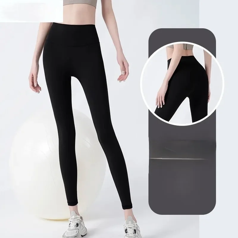 Pantaloni da yoga da donna traspiranti modello stagioni ad asciugatura rapida più nuovo stile grigio stampa verde foderato in pile squat geometrico atmosfera sana