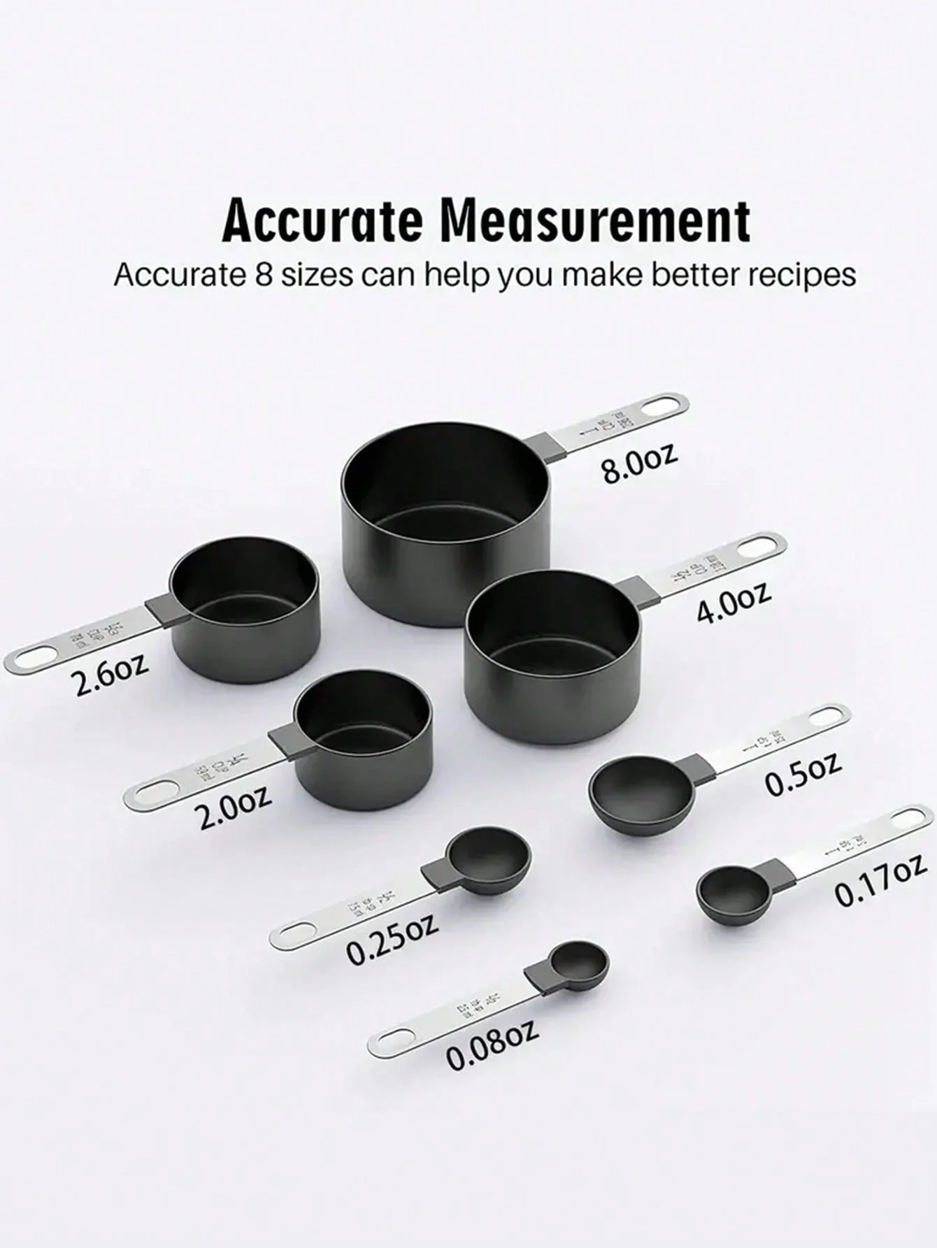 1 set of measuring cups and spoons 4-piece stackable stainless steel handle precise spoons for measuring