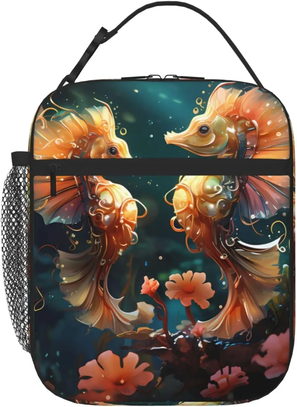 

Beautiful Seahorse Couple Print Portable Lunch Bag, Keep Warm/Cold Lunch Box Reusable Lunch Tote Bag for Work Picnic or Travel