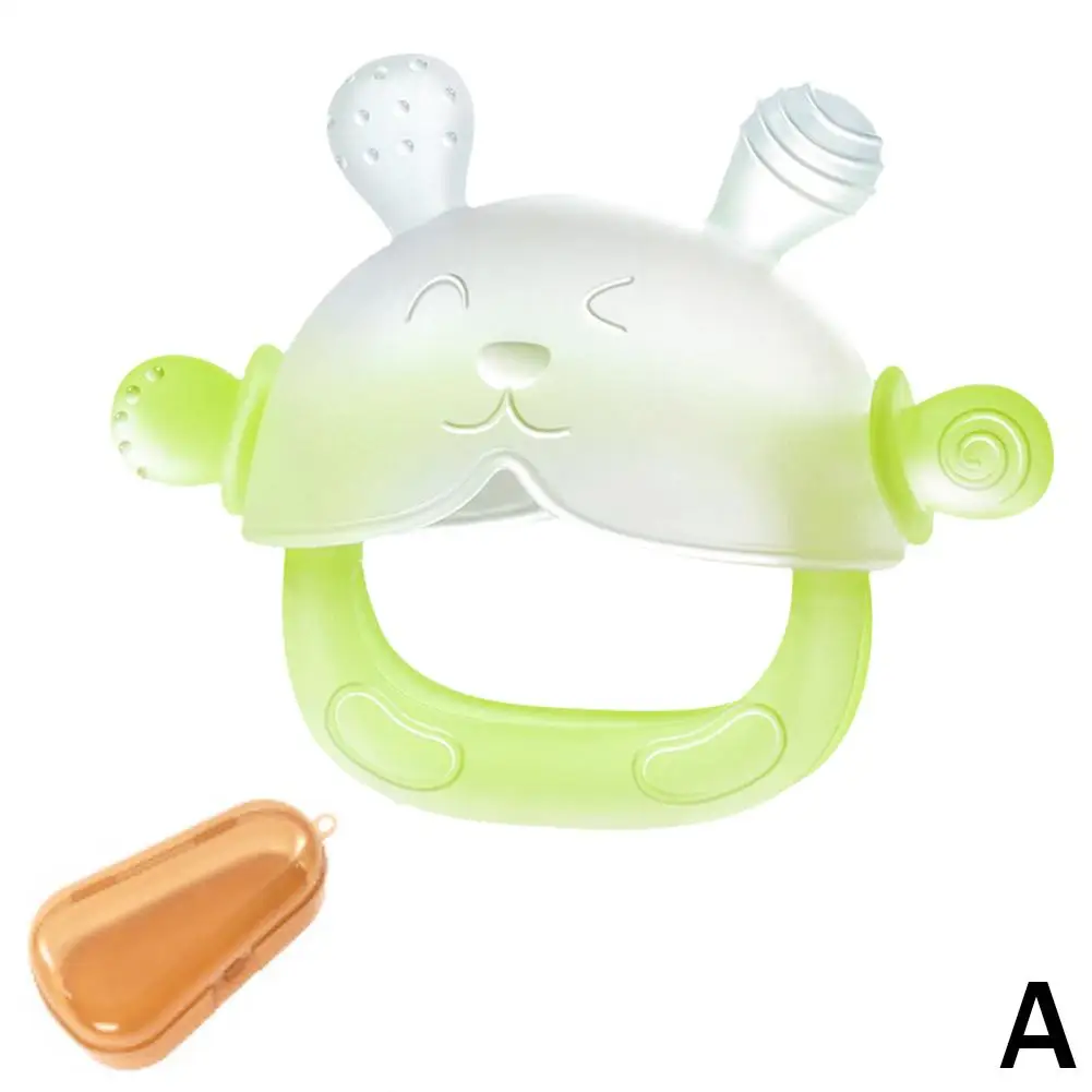 Bebê mordedor coelho líquido silicone mascar brinquedo de grau alimentício calmante dentição conjunto mão fervido chupeta segura para bebês 10cm i9w2