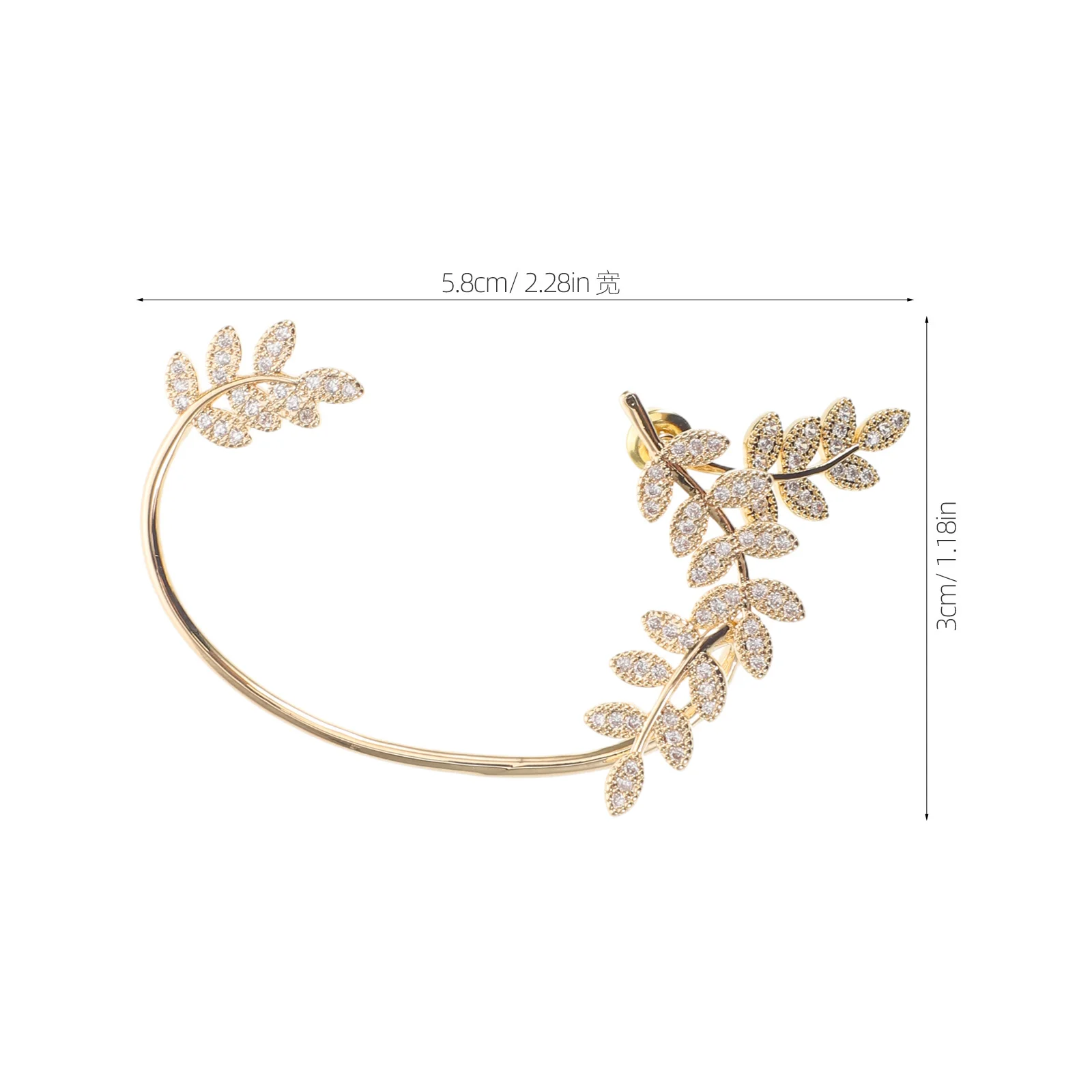 Pendientes de Hoja, Rama de Árbol Dorada, Pendientes de Aro con Pedrería, Pendientes de Metal sin Perforación para Mujer, para Fiestas y Bodas