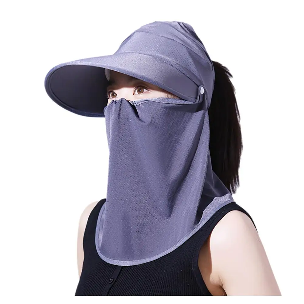 Cubierta facial de protección solar para mujer, gorro Anti-UV de seda de hielo para ciclismo, escalada, correr y montar, G0Q9