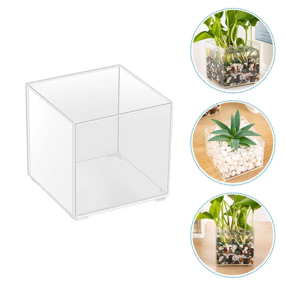 

2Pcs Hydroponic Plant Vessel Desktop Succulent Grower Large Clear Transparent Micro Landscape Container Table Decoration Eco