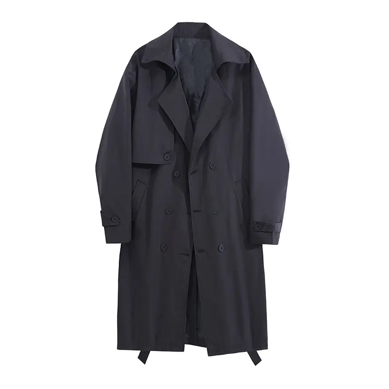Autumn and Spring New Fashion Trend Pure Color Long Trench Coat Men’s Casual Loose Sports Plus Size High Quality Outerwear M-2XL 2 Autumn and Spring New Fashion Trend Pure Color Long Trench Coat Men's Casual Loose Sports Plus Size High Quality Outerwear M-2XL 2
