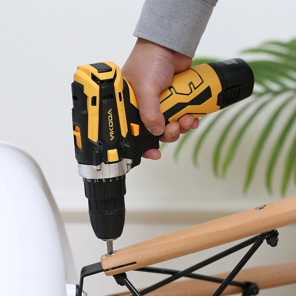 YIKODA 12V Electric Screwdriver Cordless Drill Two Speed Rechargeable Lithium Battery Mini Driver Household Power Tools