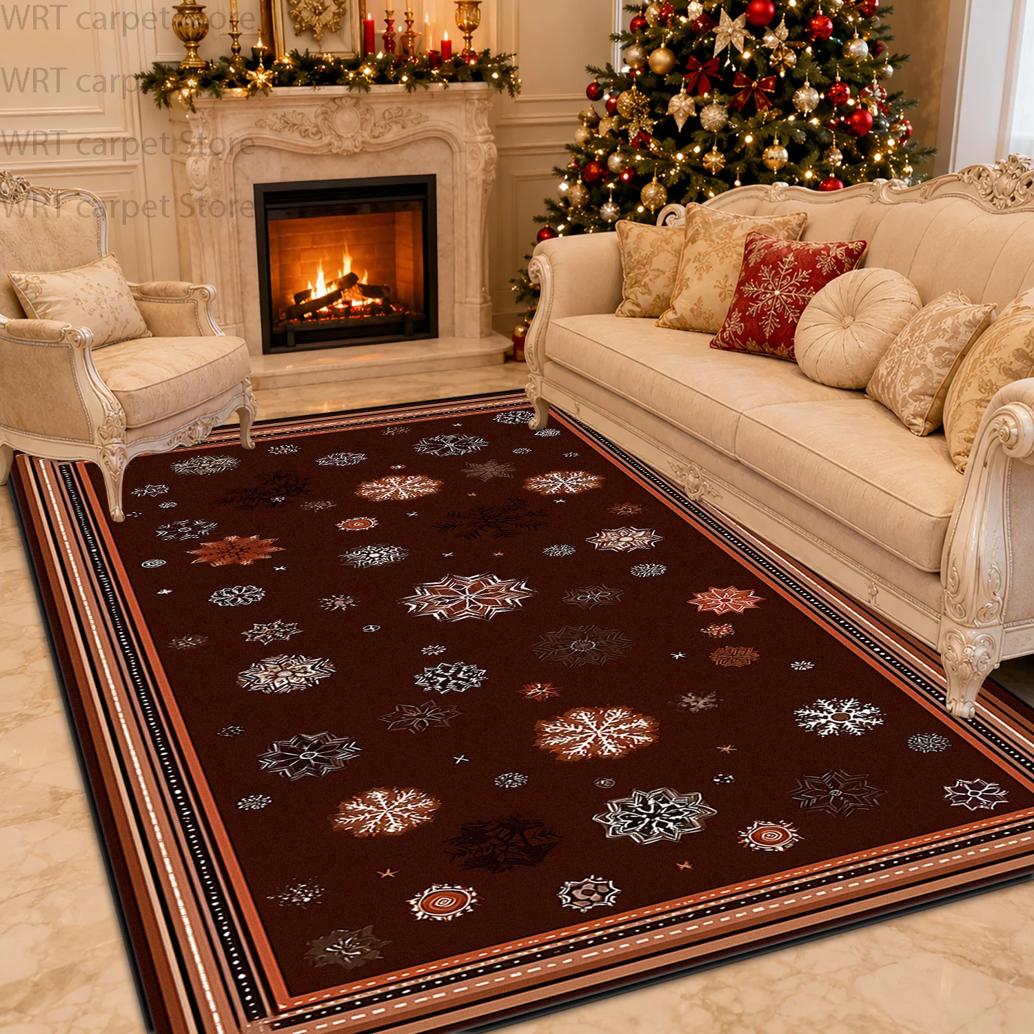 European American Style Christmas Living Room Carpet Decoration Home Non-slip Soft Runner Rugs Customizable Long Bedroom Mat
