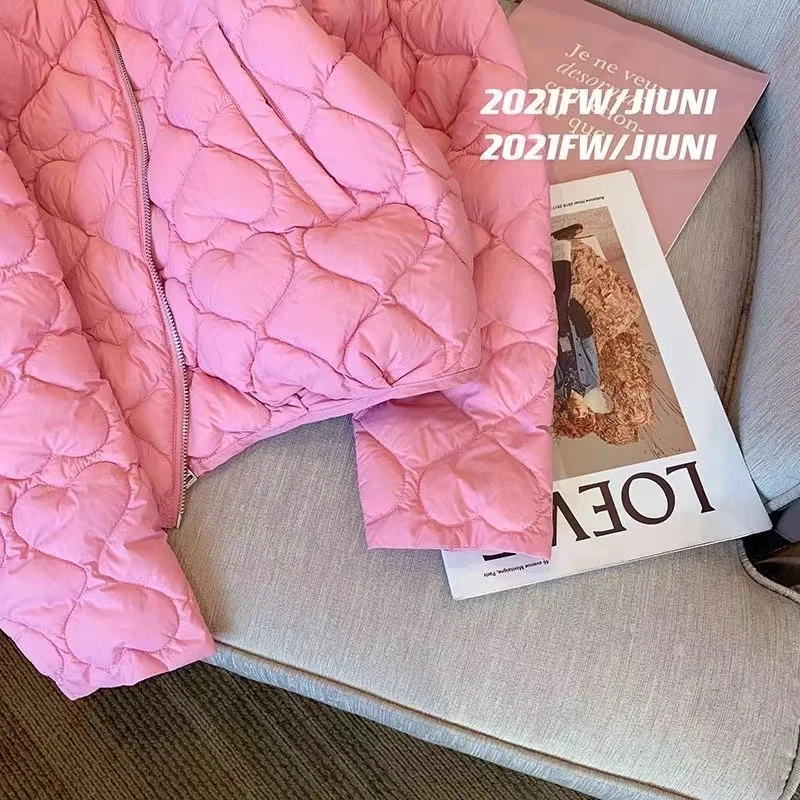 شتاء جديد أزياء خفيفة الوزن القطن مبطن الستر المرأة مبطن القطن معطف الإناث الدافئة الوردي خفيفة للغاية أسفل سترة سترات #6