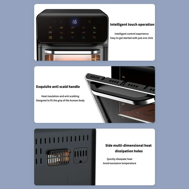 New Visual Air Fryer Oven Household 15L/20L Large Capacity Kitchen Appliance Freidora Sin Aceite 15 Litros