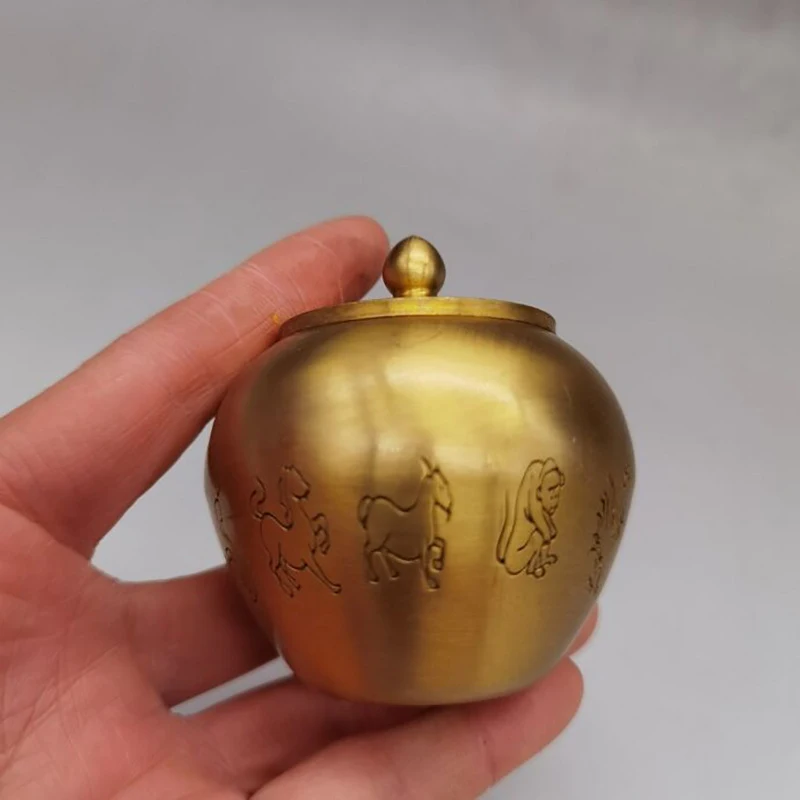 Ming Dynasty home decoration antique copperware brass incense burner medicine jar ornament