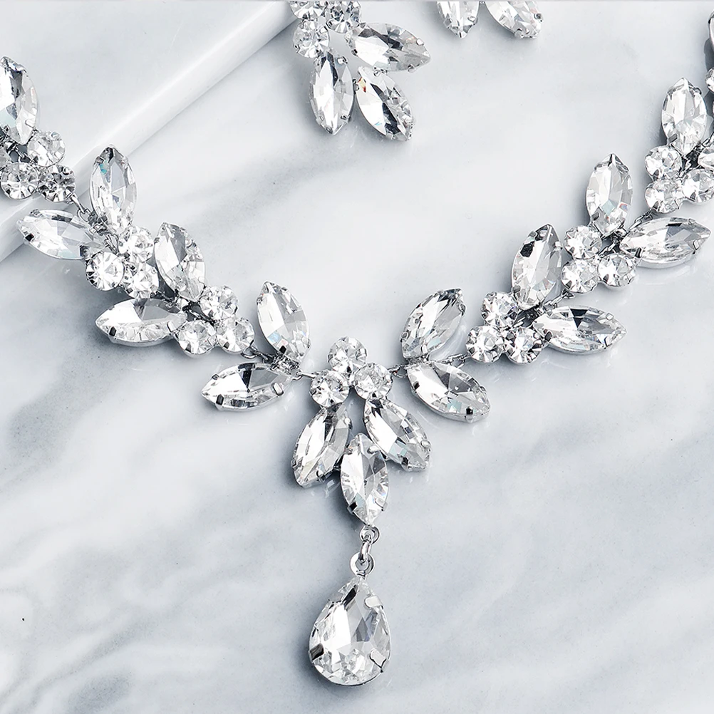 

Necklace Earring Set Formal Earrings European and Bridal Accessories Bride