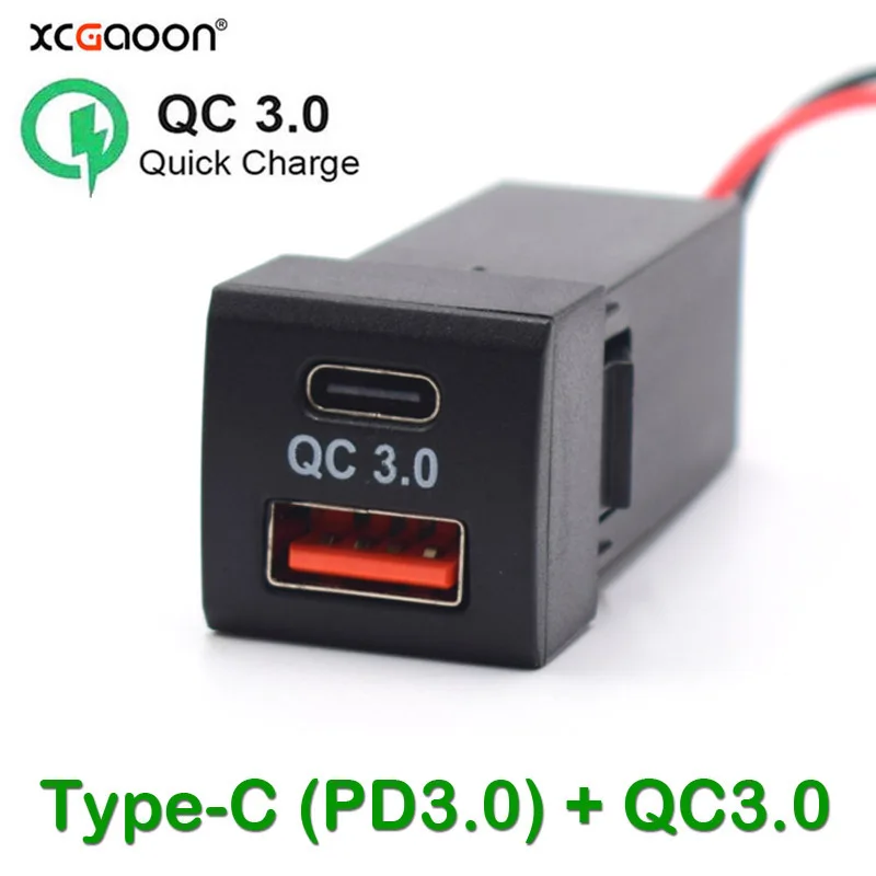 

36W PD3.0 Type-C & USB QC3.0 Mobile Phone Car Quick Charger for Toyota Land Cruiser Prado 150 Series Rav4 Camry Hiace Corolla