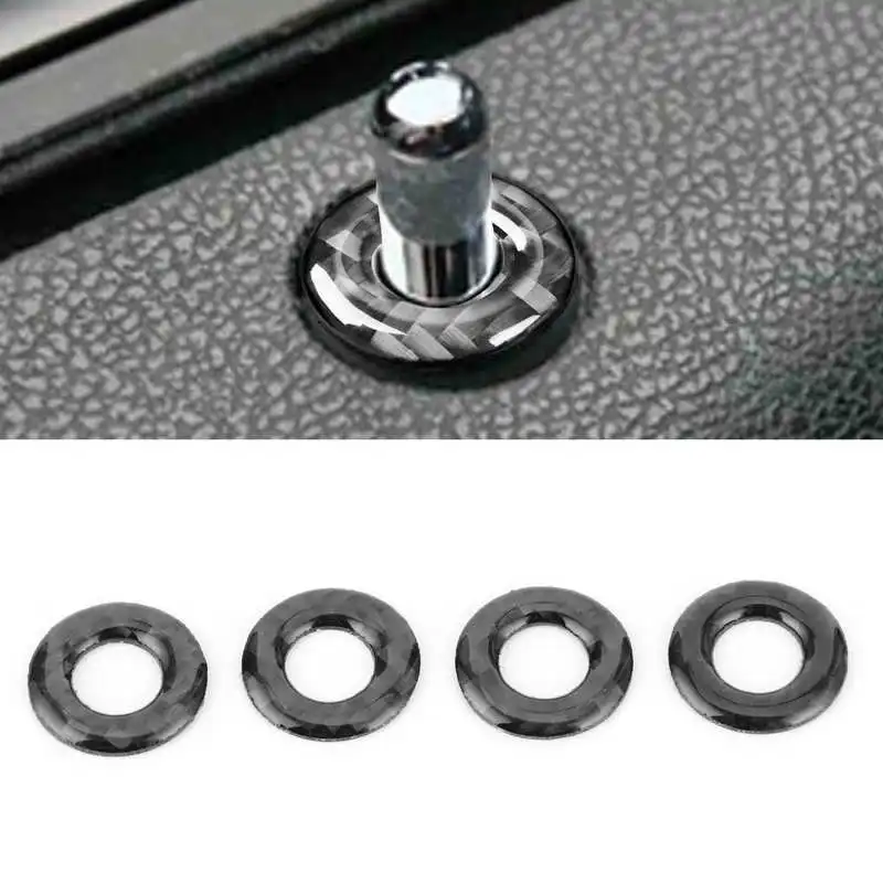 4Pcs Carbon Fiber Door Lock Ring Button Cover Fit for Dodge Charger 2011 2012 2013 2014 Car style Accessories