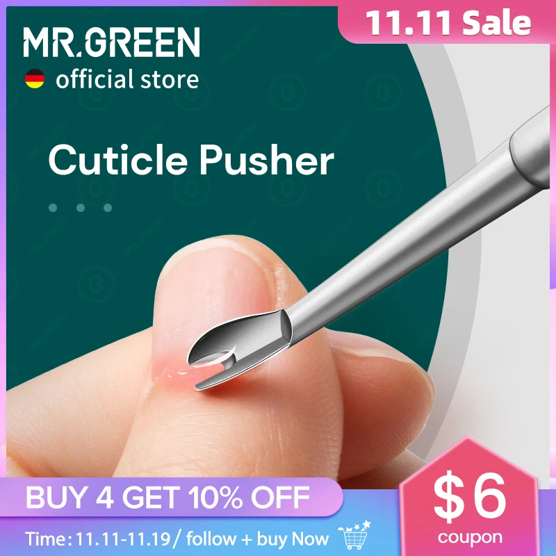 MR.GREEN Cuticle Remover Dead Skin Pusher Surgical Grade Stainless Steel Nail Art Manicure Tools Scraper Nail Cleaner Trimmer