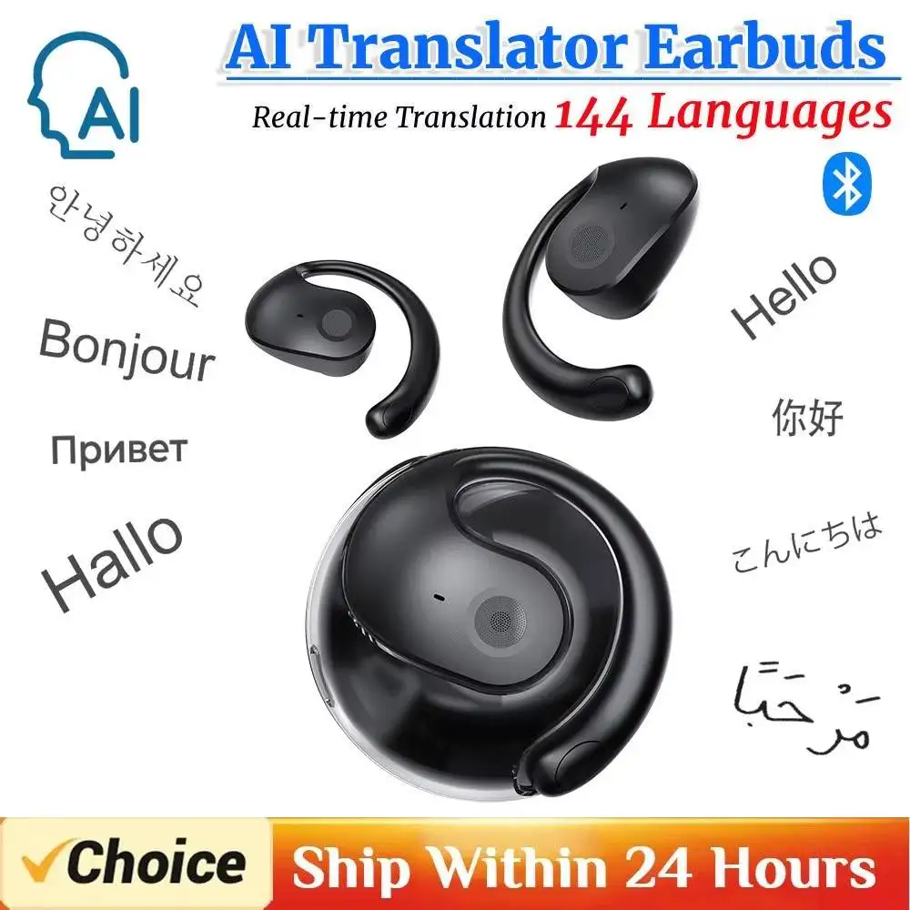 

144 языка-переводчик Bluetooth5.3, наушники с искусственным интеллектом, наушники-вкладыши в реальном времени, беспроводные наушники для перевода, наушники-вкладыши