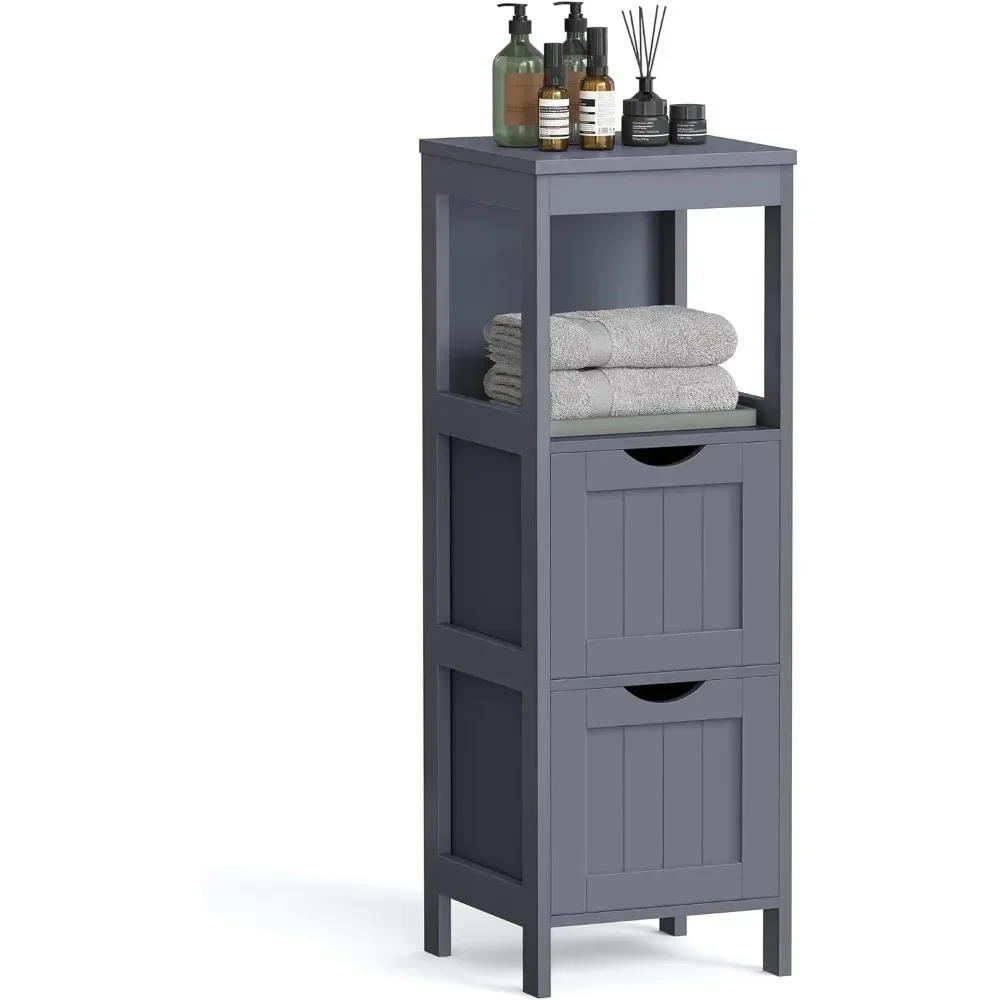 Bathroom Floor Cabinet, Bathroom Storage Organizer Rack Stand, Multifunctional Corner Unit, 2 Drawers,