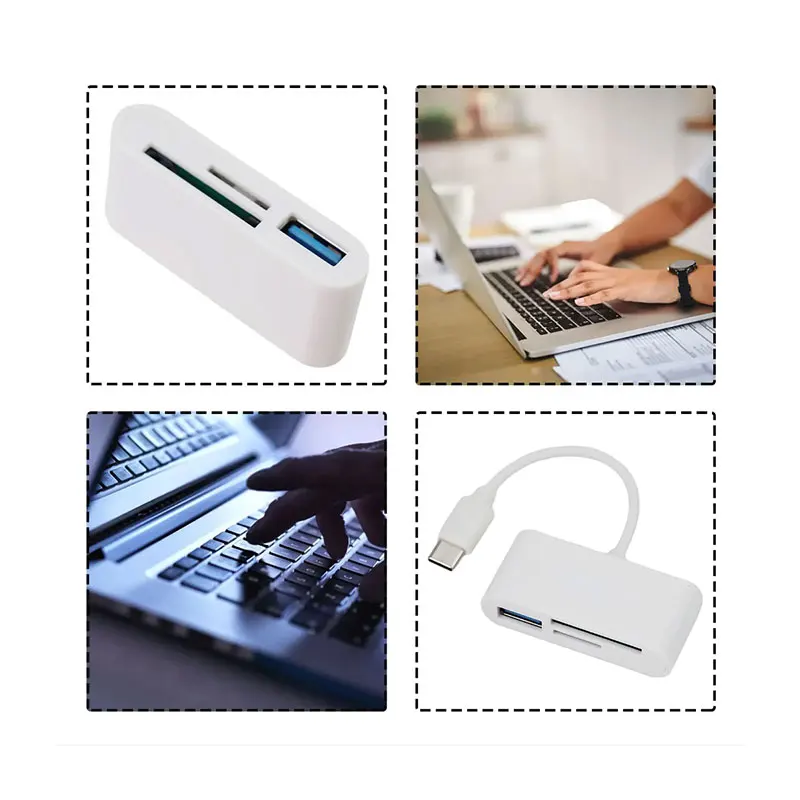 3 In 1 Adapter Type-C, TF, CF, SD, Memory Card Reader, Recorder, Compact Flash USB-C, easy to plug and remove