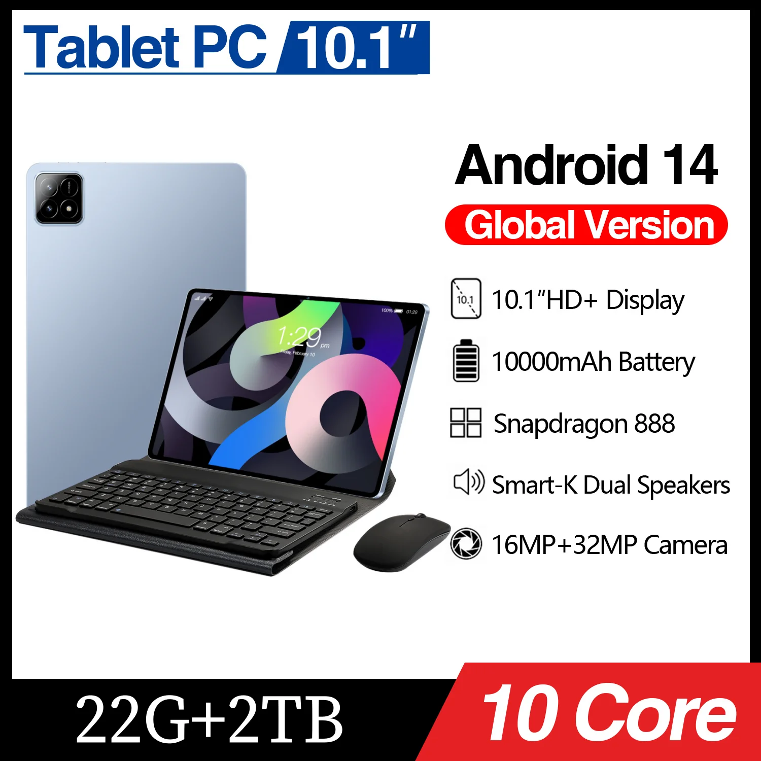 

New PAD 7 PRO 11 inch Tablet HD Screen Android14 10000mAh 22GB+2TB 16MP+32MP Sanpdragon888 Bluetooth5.0 5G Full Screen Tablet PC