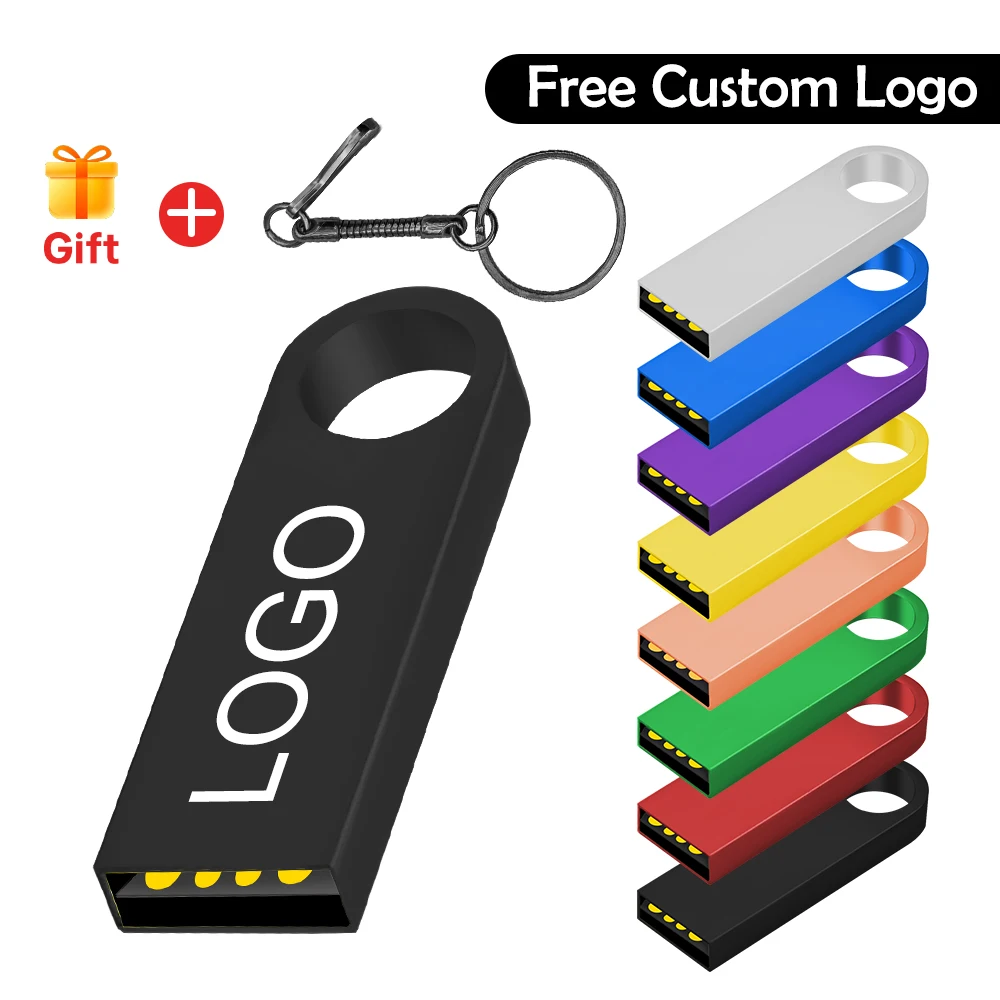 Unidad flash USB 2.0 de metal Pendrive 16GB 32GB 64GB Memory Stick de alta velocidad U Disk 128GB Llavero Regalo 8GB