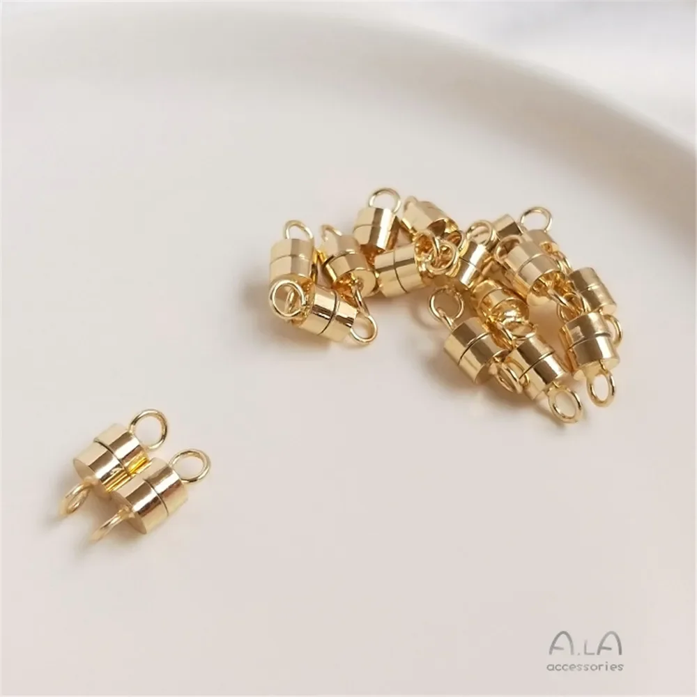 

14K Gold Wrapped Magnetic Buckle, Cylindrical Closed Loop, Iron Suction Connection Buckle, Handcrafted DIY Bracelet Accessories