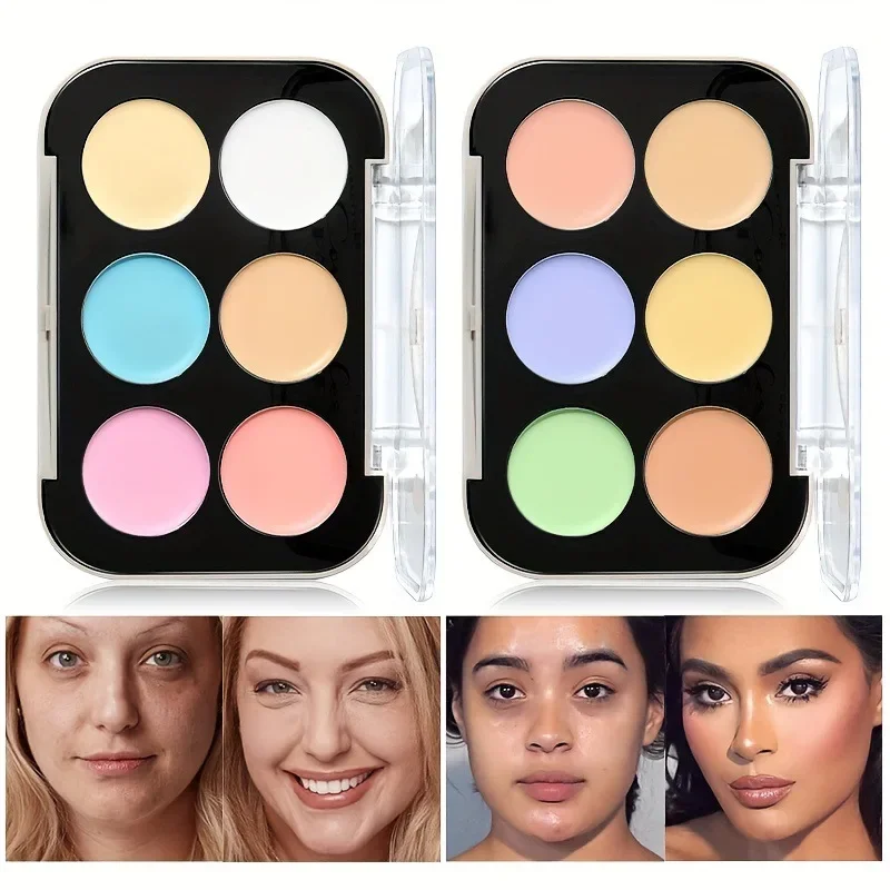 6 Colors Concealer Palette Long Lasting Cover Dark Circles Acne Pores Cream Shading Highlighter Moisturize Face Cometics