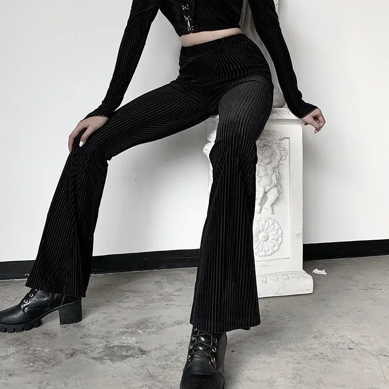 Women Korean High Waist Elegant Slim Pants 2024 New Fashion Black Casual Wide Leg Pant Female High Quality Trousers Streetwear