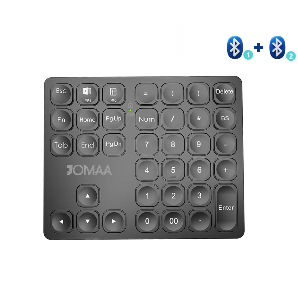 Portable Dual Bluetooth Wireless Number Keyboard with Noiseless Design,Rechargeable 36Key Numeric Keypad for PC/Laptop/Tablet