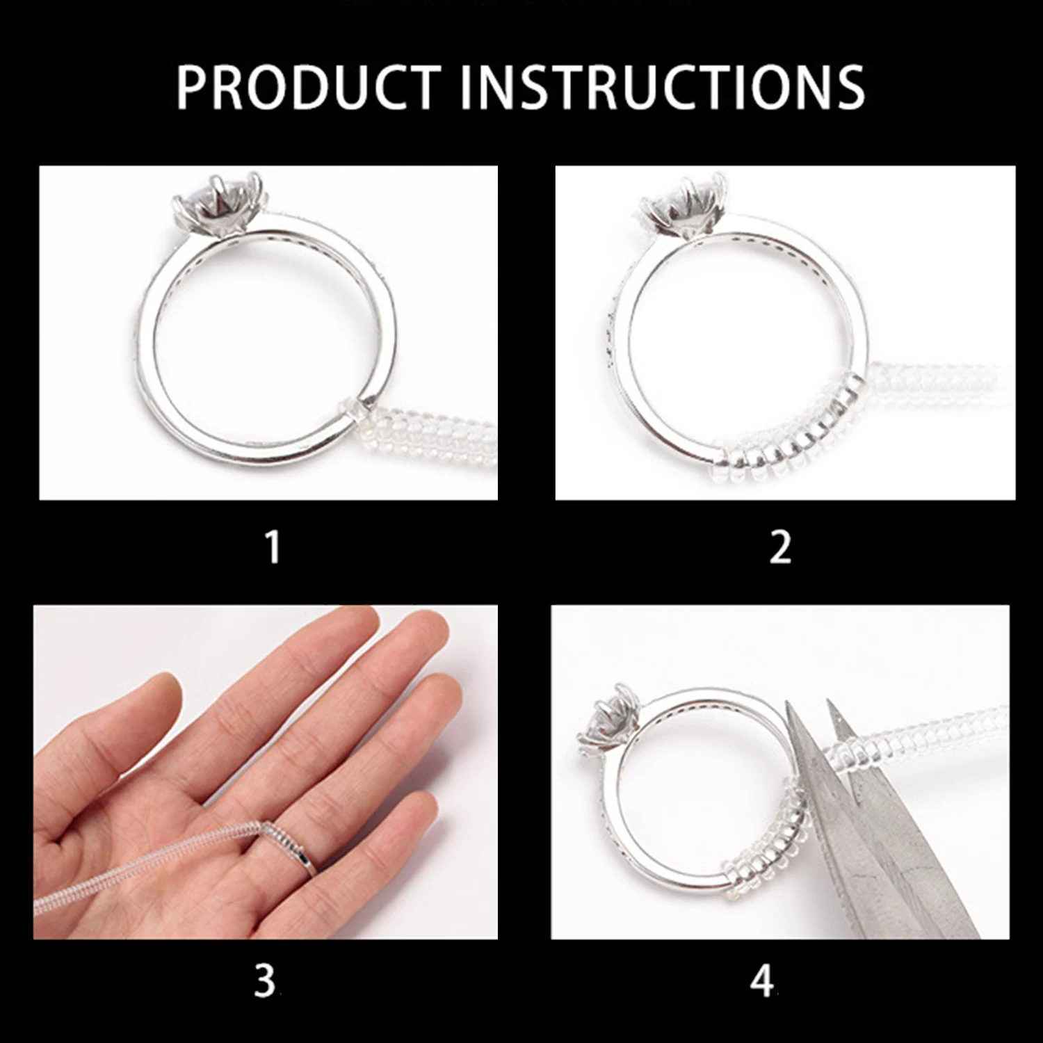 Transparent Spiral Ring Size Adjuster Tool, Resizing Aid