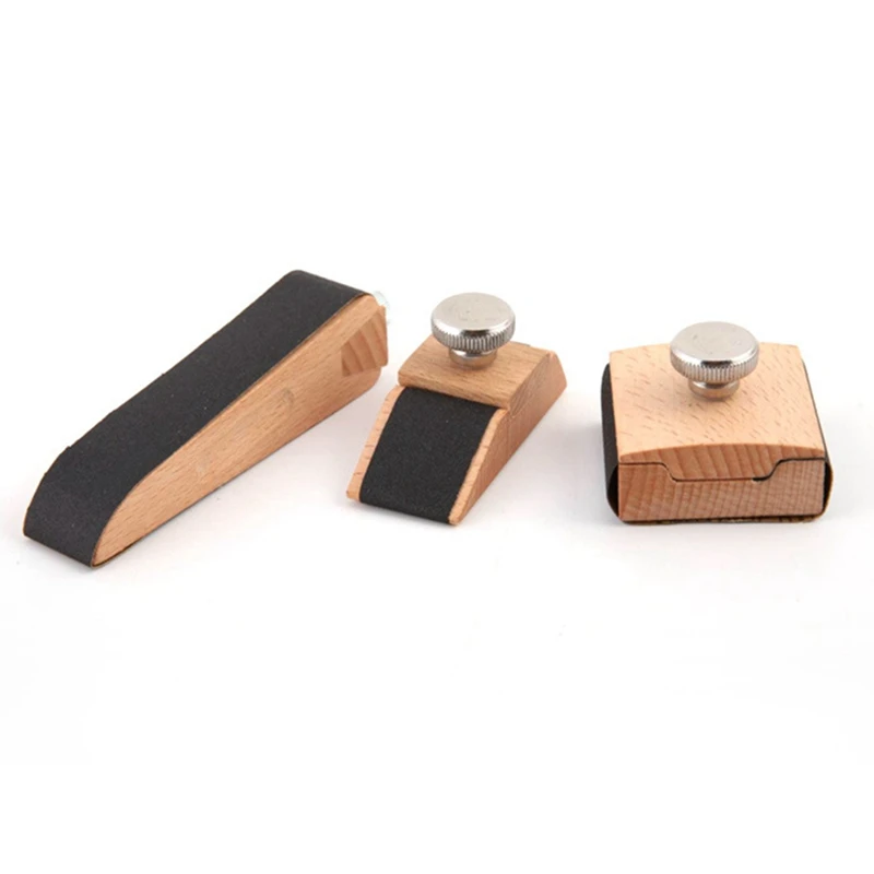 3Pcs Square Bevel Wedge Hand Sanding Block Handmade Leather Edge Grinding Polishing Tool