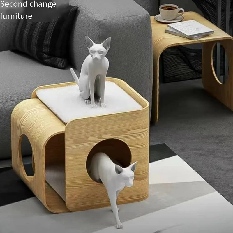 

multifunctional Cat Nest Chair Human Cat Sharing Side Table Nightstand Stool Furniture Senior Solid Wood Luxury Home Cat House