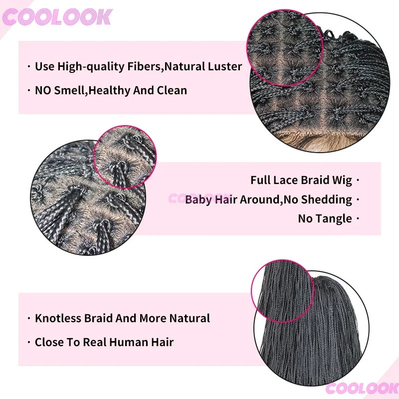 Wig Kepang Pendek 12 inci untuk Wanita, Wig Sintetis, Kepang Renda 6*6, Wig Afrika, Kepang Cornrow Mikro, Wig Hitam