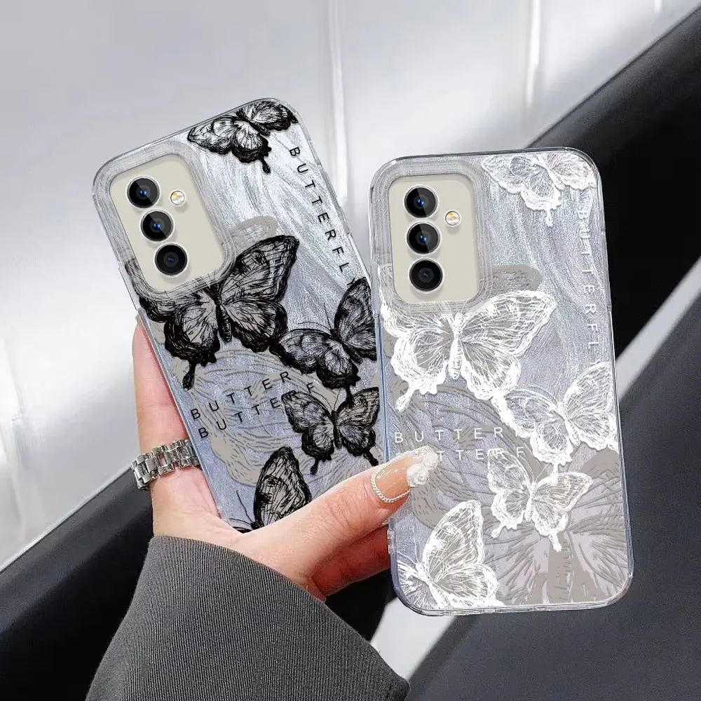 Butterfly IMD Case For Samsung Galaxy A73 A72 A71 A55 A54 A53 A52 A51 A50 A35 A34 A33 A32 A32 A31 A30 A25  Feather Yarn Cover