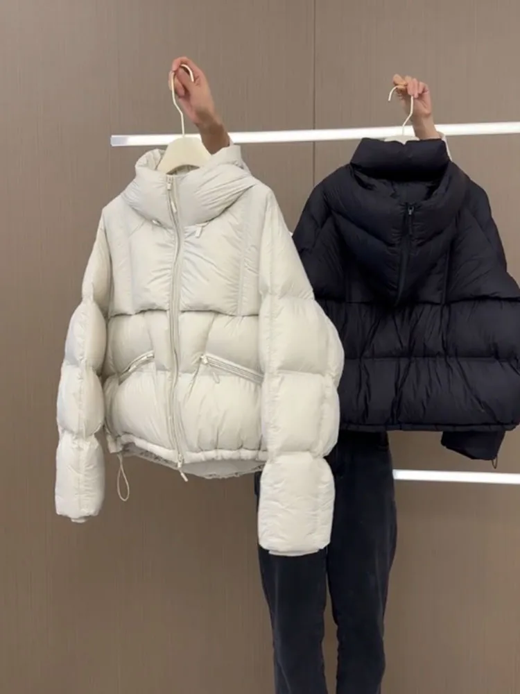 ユニークなオルトパファージャケット レディース 冬用 ティエンデッドブレッド スレ アウターウェア 韓国版 ストレートカット ホワイト ダウン入り