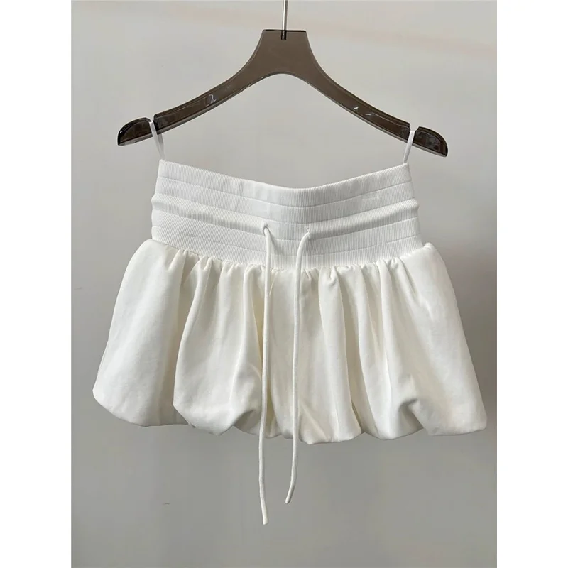 Summer New plus Size Design Sensation Waist Slim Straight Leg Loose Slimming Flower Bud Fluffy Skirt Top Ultra ort Skirt