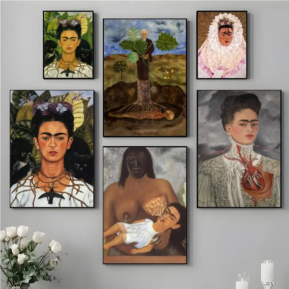 Pôster de Frida Kahlo, pintora famosa, pôster de alta qualidade para decoração de casa, bar, café, arte de parede e item para presente
