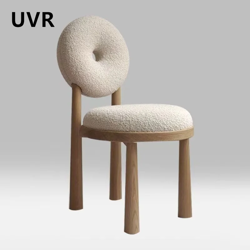 UVR Restaurant Chairs for Home Use Living Room Vanity Chairs Lamb\'s Wool Sponge Cushion Kitchen Recliners New Dining Chairs