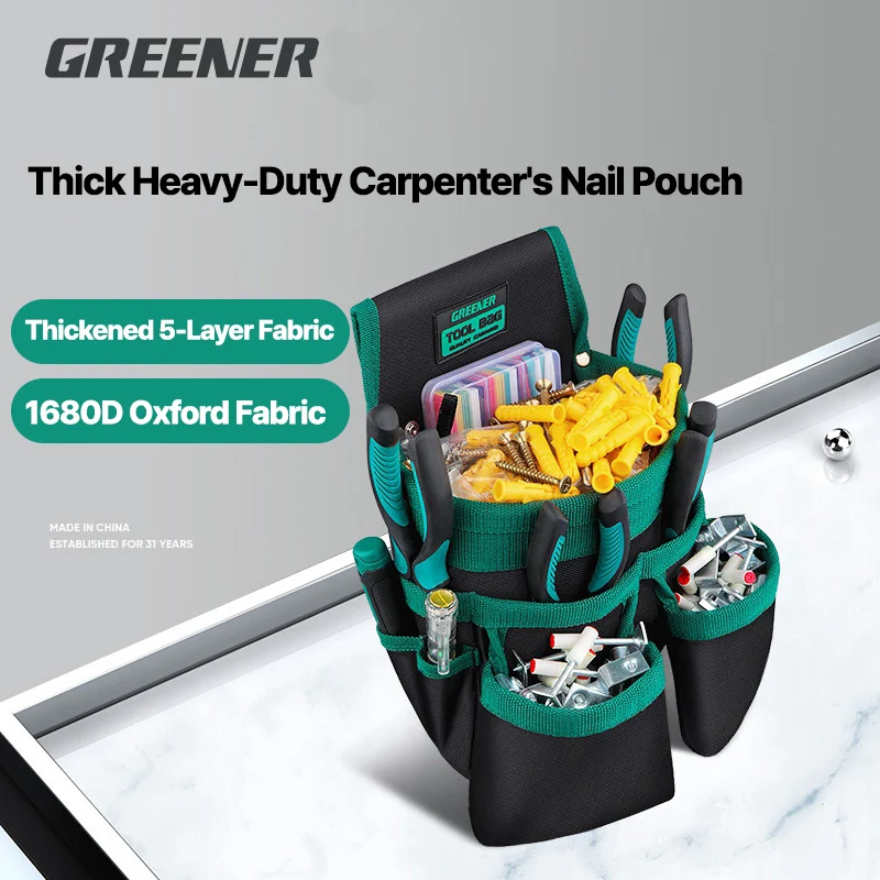 GREENER Multi Functional Tool Waist Bag Heavy Duty Oxford Cloth Belt Pouch Storage Organizer For Electrician Handyman Home Re