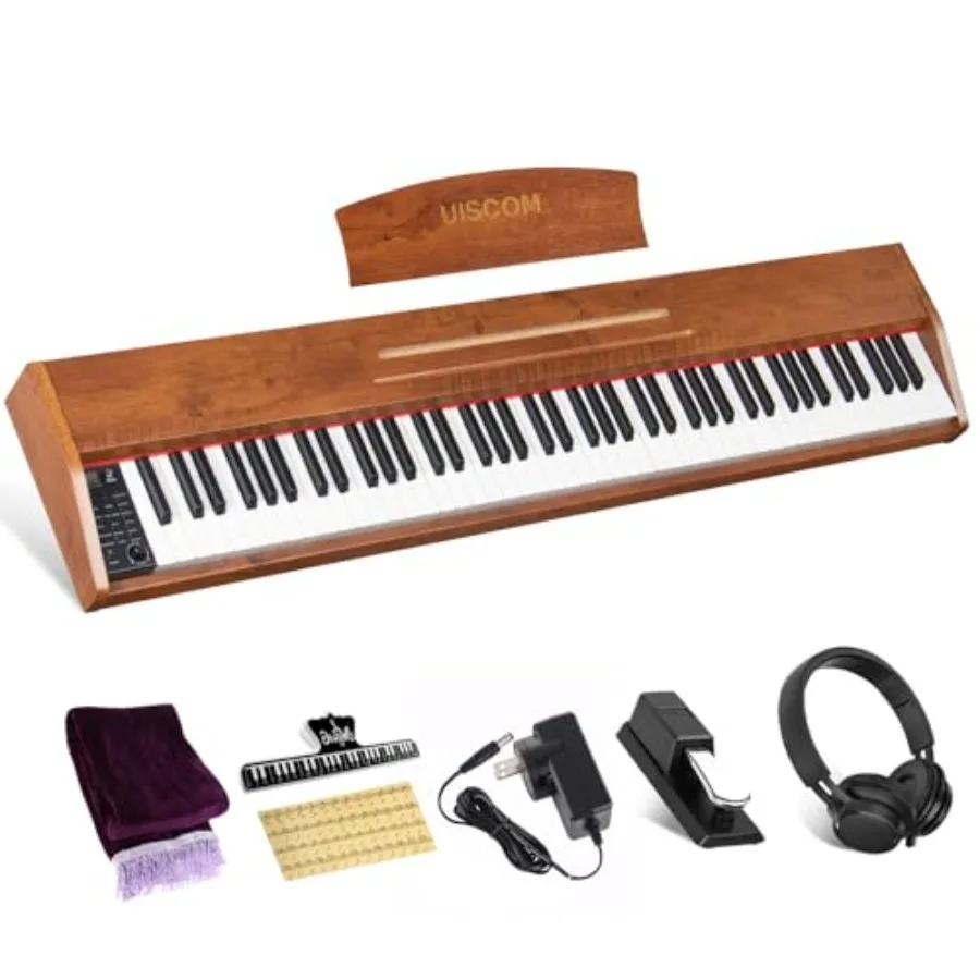 Piano Digital de 88 Teclas para Principiantes, Piano Eléctrico de Tamaño Completo, Teclado Semipesado con Soporte para Partituras, Pedal y Auriculares