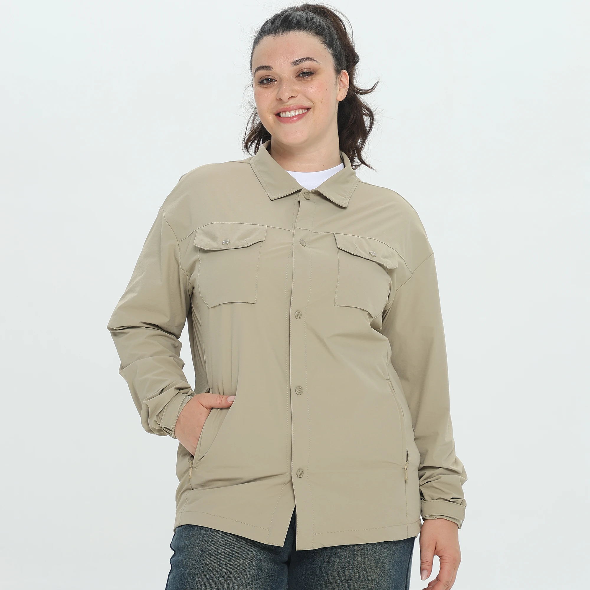 

Plus Size Casual Blouse, Women's Plus Stripe Print Long Sleeve Button Up Lapel Collar Shirt Top