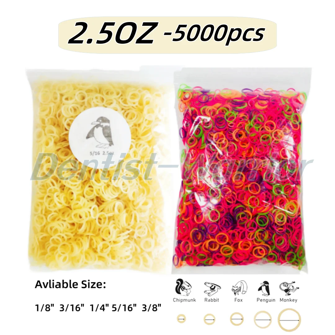 

2,5 унции стоматологические ортодонтические резинки, лигатурные завязки, 5000 шт./пакет, желтые/красочные